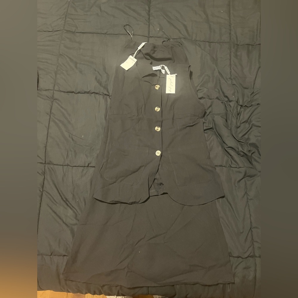 Black NWT 2Pc Sleeveless Button Top & Long skirt by Petal & Pup Sz:S | Nordstrom